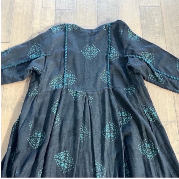 VINTAGE SUKA DUKA INJIRA INDIAN COTTON DUSTER DRESS - Picture 4 of 12